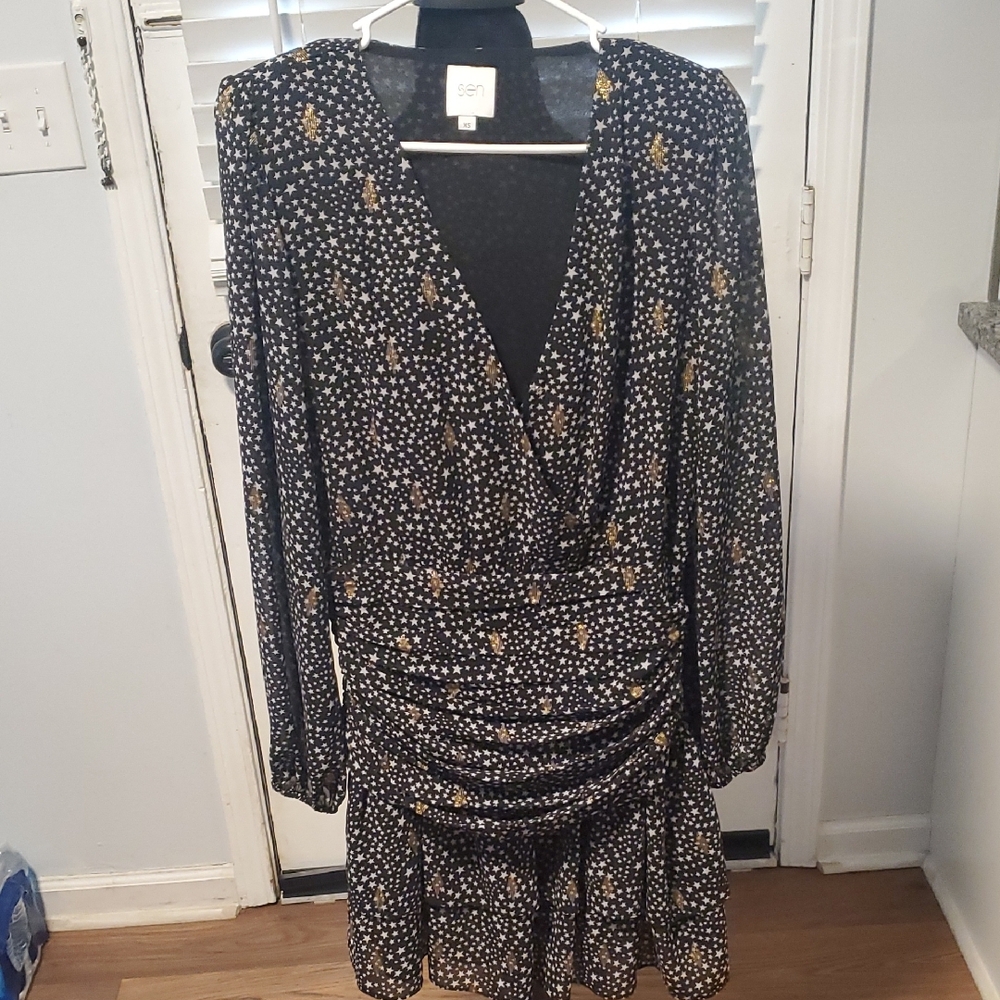 Sen Black Long Sleeve Dress